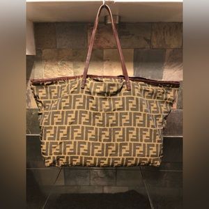 Fendi nylon & leather tote